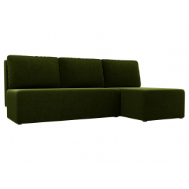 Угловой диван Поло правый микровельвет зеленый